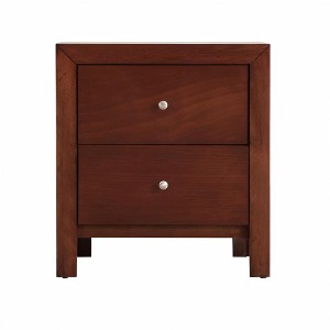 Vynxaria Elegant Transitional Cherry Nightstand with Storage, 25"H×22"W×17"D, 2 Spacious Drawers, Sturdy Construction, No Assembly Needed - 1 of 4