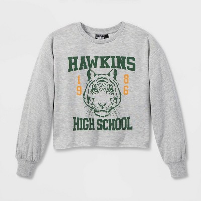Girls' Stranger Things Hawkins High School Dreamy Fleece Sweatshirt - Heather Gray