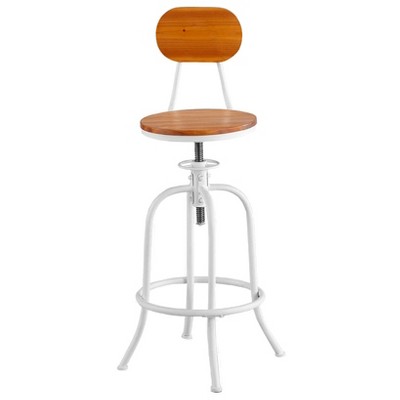 The Lakeside Collection Adjustable Swivel Stool with Back - White