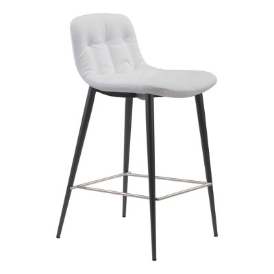Set of 2 Luxe Tufted Counter Height Barstools White - ZM Home
