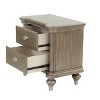 Vynxaria Wood Nightstand - Champagne Color, 28" x 18" x 28"H, Elegant Design, Bedroom Essential - 4 of 4