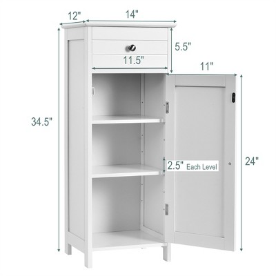 Abilene White MDF Living Room Storage Cabinet with Drawer & Shelves