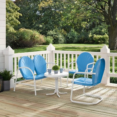 Sky Blue Metal 4-Piece Outdoor Conversation Set