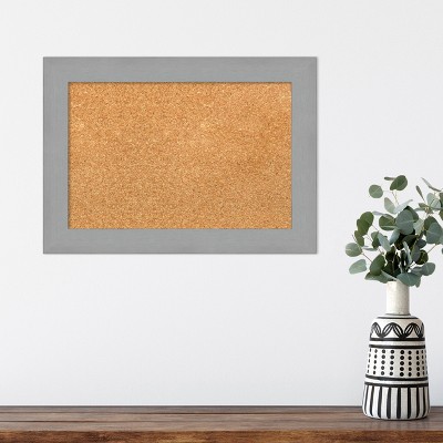 Brushed Nickel Framed Natural Cork Bulletin Board 24"