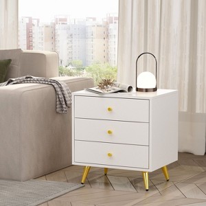 Famapy White Modern 3-Drawer Nightstand Storage Bedside Table - 1 of 4