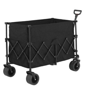 CAVINAS Heavy Duty Foldable Wagon Cart,Shopping Cart with Big All-Terrain Beach Wheels & Drink Holders,Wagon for Camping,Shopping - 1 of 4