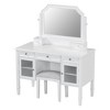 HDZNVF Minimalist Makeup Vanity Desk with Large Adjustable Mirror, White - 4 of 4