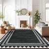 Coucheta Modern Washable Area Rug, Neutral Geometric Border Low Pile Rug, Non-Slip & Non-Shedding Carpet for Living&Dining Room, Hallway&Bedroom - 3 of 4
