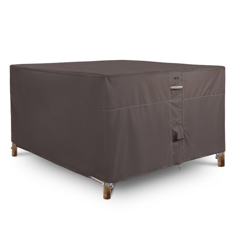 Classic Accessories Ravenna Water-Resistant Patio Bar Table and Chair Set Cover, Dark Taupe, 1 of 12