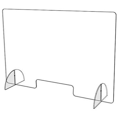 MPM Countertop freestanding Sneeze Guard Desk Shield with Transaction Opening for Classroom, Office, Reception, Checkout Use 31.5" x 23.6"