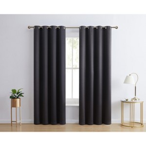 HLC.ME Laurance Complete Blackout Thermal Insulated Grommet Top Panels Window Curtains Drapes for Bedroom, Set of 2 - 1 of 4