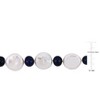 EVERLY JEWELRY | Sterling Silver 16-17mm White Coin and 9.5-10mm Blue Cultured Freshwater Round Pearl Strand Necklace, 19 inc - 2 of 4