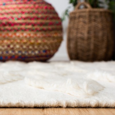 Ivory Hand-Tufted Wool Shag Rug, 3' x 5'