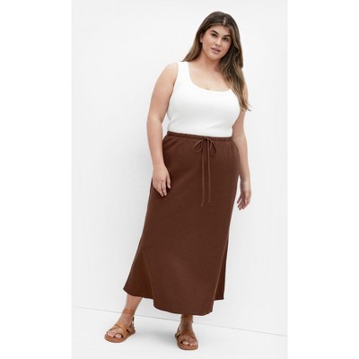 Women's Plus Size Vivien Linen Skirt - chocolate | CITY CHIC