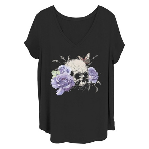 Women's Lost Gods Flower Skull T-Shirt - image 1 of 4