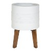 Kate and Laurel Gavri Round Metal Freestanding Planter, 11.25" Diameter, White - 2 of 4