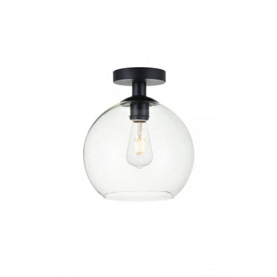 Elegant Lighting Baxter 1 Light Black Flush Mount With Clear Glass