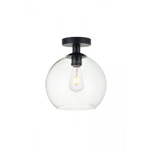 Elegant Lighting Baxter 1 Light Black Flush Mount With Clear Glass - 1 of 4