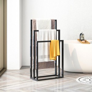 Metal Freestanding Towel Rack 3 Tiers Hand Towel Holder Organizer for Bathroom Accessories, Black - 1 of 4