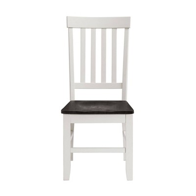 Gray and White Wooden Slat Back Side Chair