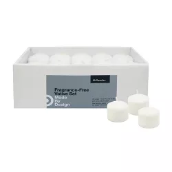 1.25" 20pk Unscented Votive Candle Set White - Made By Design™