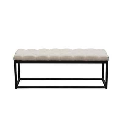 Diamond Sofa Tufted Bench in Desert Sand Linen Finish