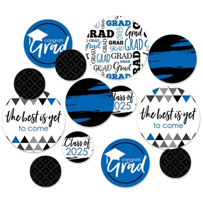 Big Dot of Happiness 2025 Blue Graduation Party Giant Circle Confetti - Party Decorations - Large Confetti 27 Count