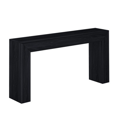 Black Solid Wood 66-Inch Console Table with Storage