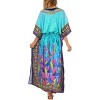 HAPPY BAY Women's House Daily Routine Evening Wear Maxi Slit Dresses Caftan Dashiki Casual Long Cover up Caftans for Women Plus One Size Blue,Floral - 4 of 4