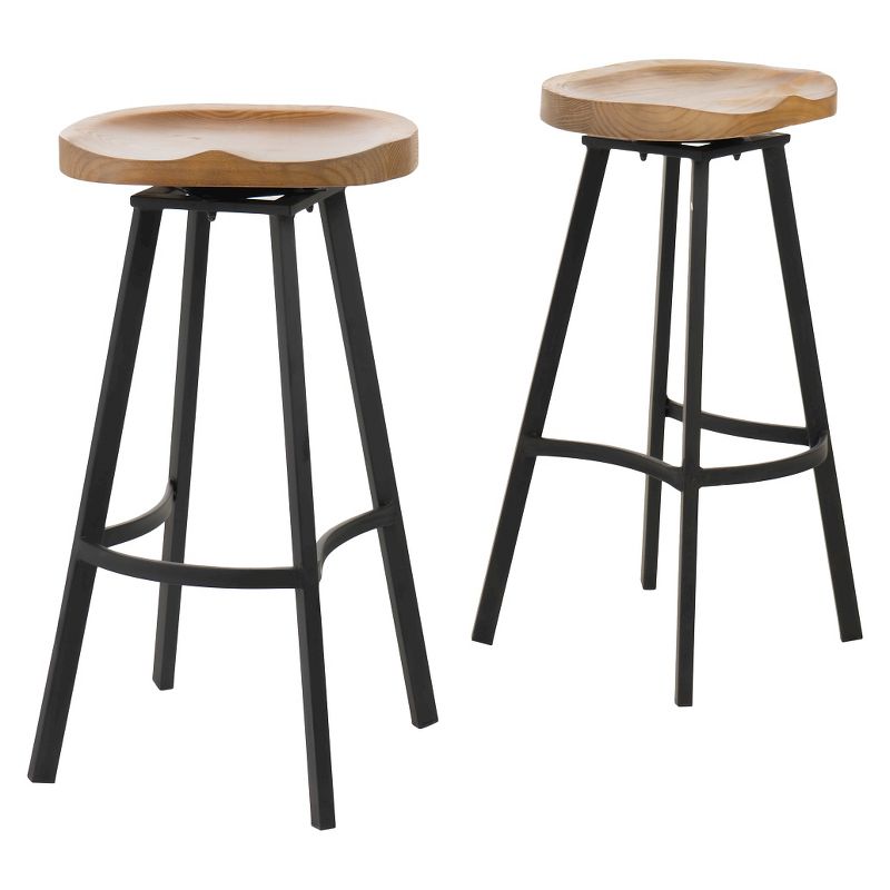 Set of 2 Albia Swivel 31.5&#34; Barstool - Natural/Black - Christopher Knight Home, 1 of 10