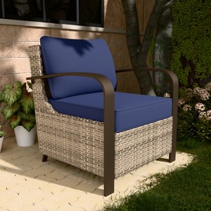 EAGLE PEAK Coastal Vista Patio Chair with Cushions, Outdoor Ratten Wicker Lounge Chair with Deep Seating - 1 of 4