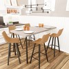 LeisureMod Elland Bar Stool in Leather Upholstery - Modern Counter Height Stool with Iron Legs and Footrest for Kitchen, Bar, and Pub, Set of 2 - 2 of 4