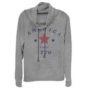 Juniors Womens Lost Gods Fourth of July  American Since 1776 Cowl Neck Sweatshirt - 1 of 3
