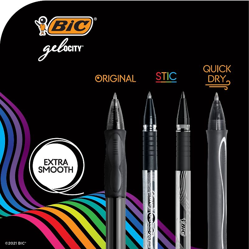 BIC Gel-ocity Stic Gel Pens Medium Point 0.7 mm Assorted Colors 14/Pack (RGSMP14-AST), 5 of 10
