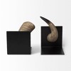 HomeRoots Set of Two 6" Brown and Black Ceramic Horn Decorative Bookends - 4 of 4