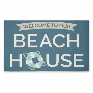 Stupell Industries Beach House with Life Ring Printed Outdoor Door Mat, design by Dana Saulnier, 18"x30" - 1 of 4