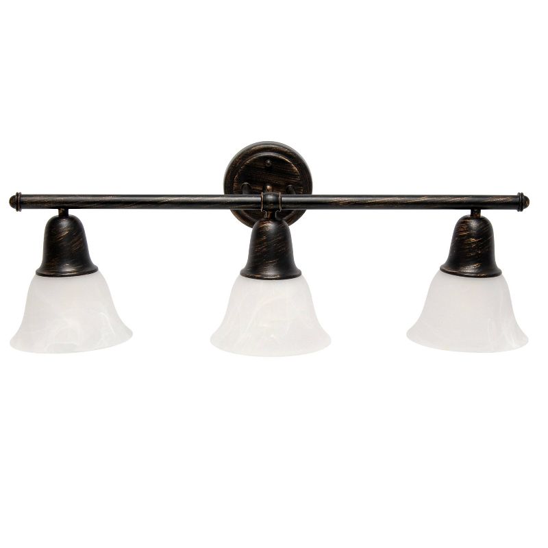 3 Light Metal and Alabaster White Glass Shade Vanity Wall Light Fixture with Metal Accents - Lalia Home, 1 of 10