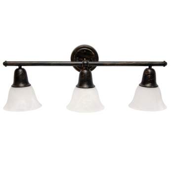 3 Light Metal and Alabaster White Glass Shade Vanity Wall Light Fixture with Metal Accents - Lalia Home