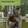 Nature Spring Old-Fashioned Hand Pump and Barrel 4-Tier Fountain With Cascading Waterfall and LED Lights - Brown - 3 of 4