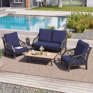 Crestlive Products Outdoor Deep Seat & Back Cushion Set 24 x 25 inch Patio Furniture Cushions with Removable Cover for Chair Sofa Couch - 1 of 4