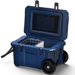 SOZT Blue 55 qt. Portable Chest Cooler, Leak-Proof Outdoor Insulated Cooler with Handle and Wheels for Camping, Beach, Boat - 1 of 4