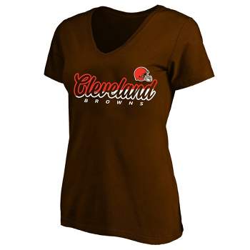 Touch by Alyssa Milano Cleveland Browns Women's Kickstart Slim Fit V-Neck T- Shirt - Brown