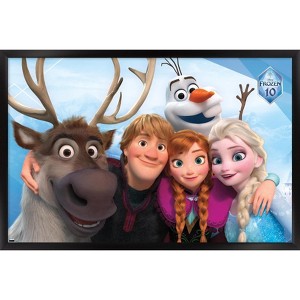 Trends International Disney Frozen - Group 10th Anniversary Framed Wall Poster Prints - 1 of 4