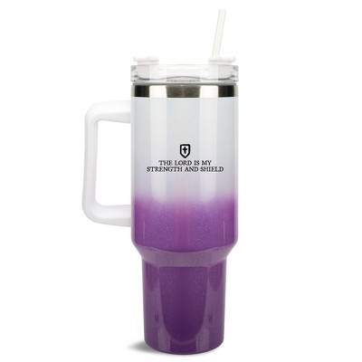 100 North The Lord Is My Strength And Shield Wrap-Around 40 Oz. Stainless Steel Water Bottle Coffee Mug, Spill & Leak Resistant, Travel Tumbler with