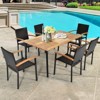 Tangkula 7 PCS Patio Rattan Dining Furniture Set Armrest Chairs Wooden Table - 2 of 4