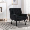 Okak Modern Accent Chair Button-Tufted Living Room Chair with Soft Upholstered Armchair with Black Wood Legs Ergonomics for Bedroom - 2 of 4