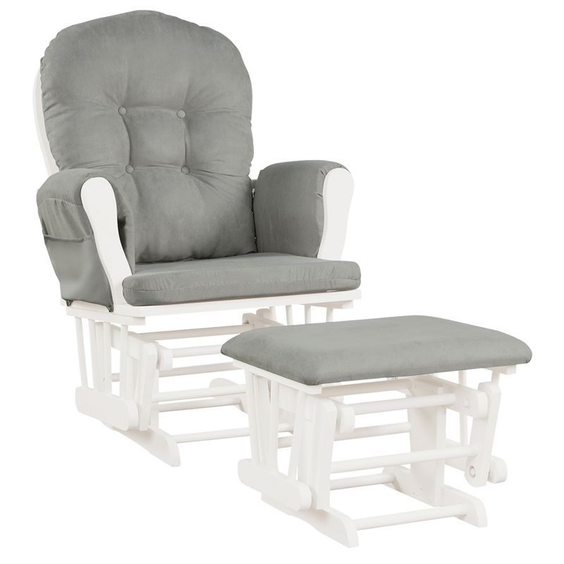 Costway Baby Nursery Relax Rocker Rocking Chair Glider & Ottoman Set w/ Cushion, 1 of 11
