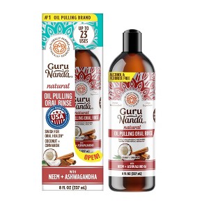 GuruNanda Coconut & Cinnamon Oil Pulling Flavor + Neem and Ashwagandha Mouthwash - 8 fl oz - 1 of 4
