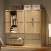 Bedroom Wooden Armoire Wardrobe Closet, Wardrobe Armoire Cabinet with 2 Drawers, Freestanding Armoire with Shelves & Hanging Rod - 2 of 4