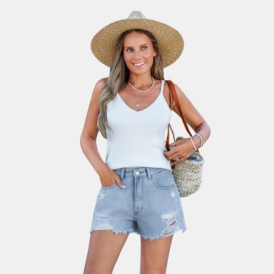 Women's Distressed Denim Shorts for Casual Summer Vibes - Cupshe